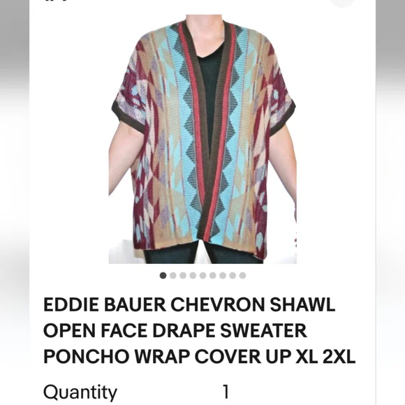 Eddie Bauer knit Pancho Chevron brown one size S M L cardigan - Picture 6 of 11